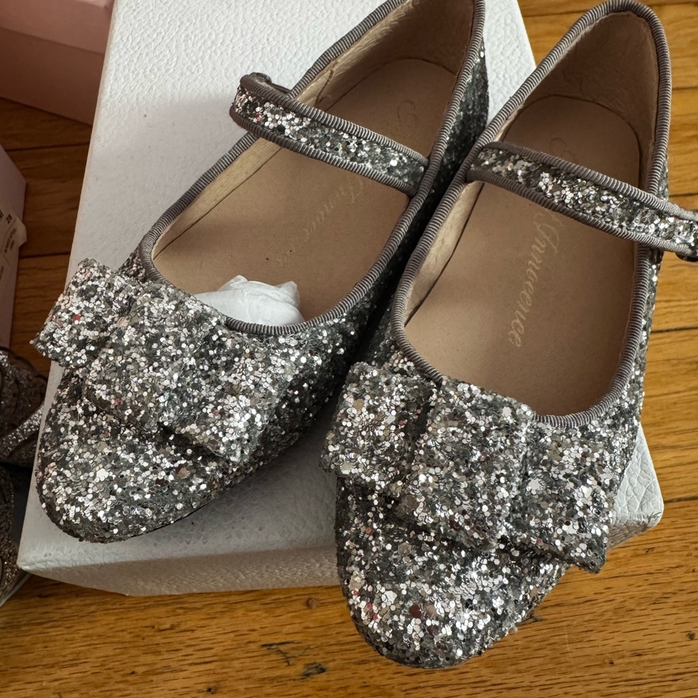 Silver Glitter Kids Dress Shoes